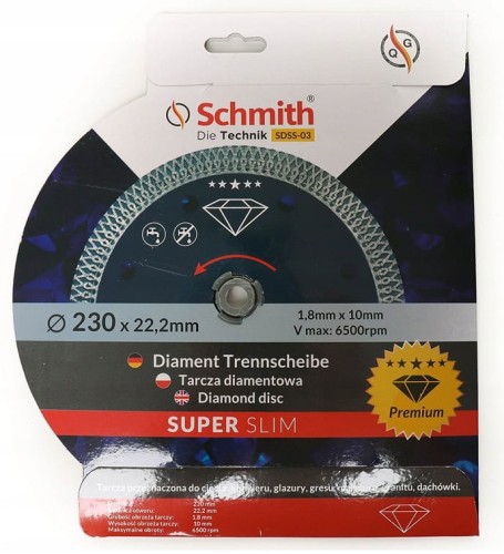 TARCZA DIAMENTOWA 230mm DO GRESU PŁYTEK SCHMITH