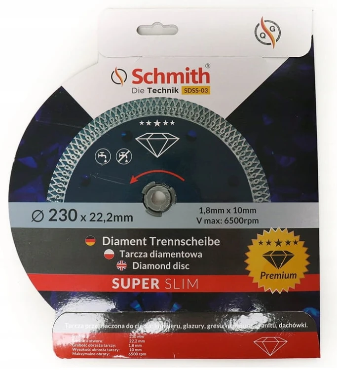 TARCZA DIAMENTOWA 230mm DO GRESU PŁYTEK SCHMITH
