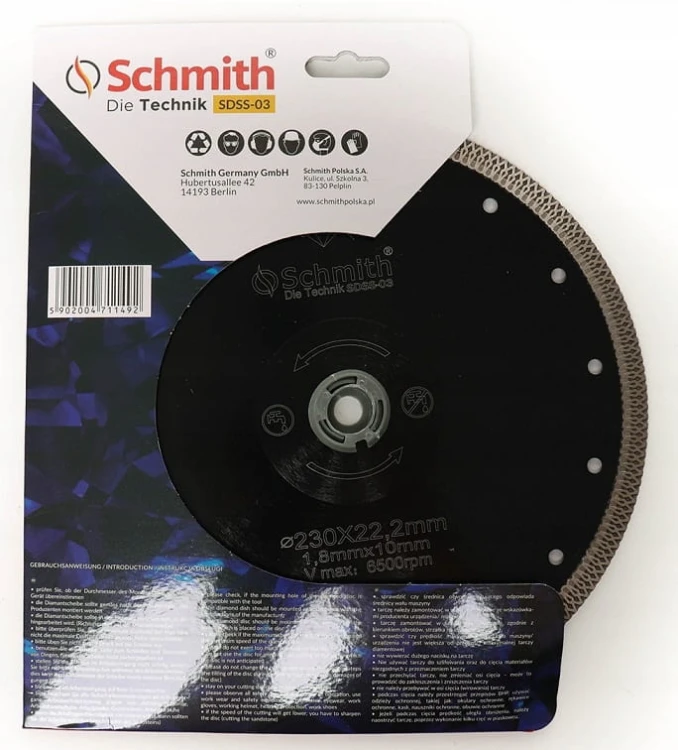 TARCZA DIAMENTOWA 230mm DO GRESU PŁYTEK SCHMITH