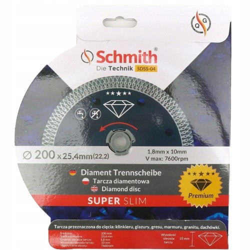 TARCZA DIAMENTOWA 200mm DO GRESU PŁYTEK - SCHMITH