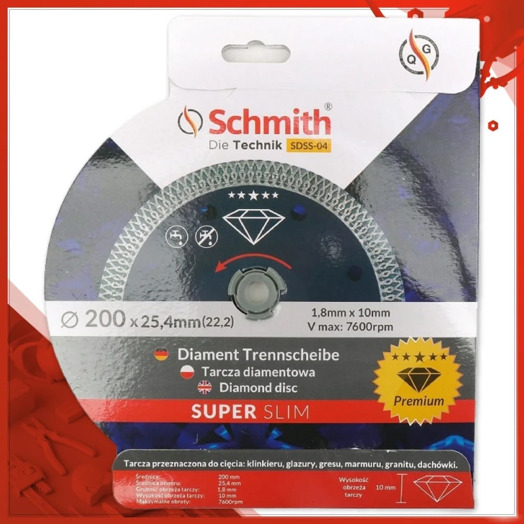 TARCZA DIAMENTOWA 200mm DO GRESU PŁYTEK - SCHMITH