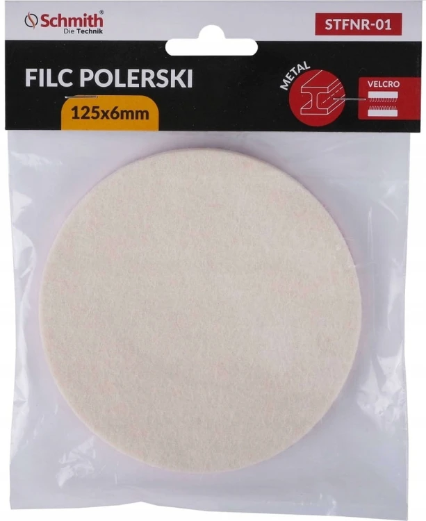FILC POLERSKI NA RZEP 125x6mm DO POLEROWANIA NA DYSK TARCZA FILCOWA SCHMITH