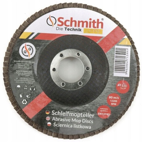 TARCZA ŚCIERNA PROSTA ŚCIERNICA LISTKOWA 125mm P80 LAMELKI SCHMITH