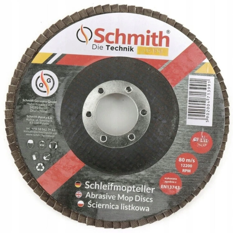 TARCZA ŚCIERNA PROSTA ŚCIERNICA LISTKOWA 125mm P80 LAMELKI SCHMITH