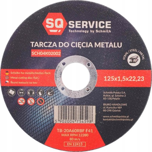TARCZA DO CIĘCIA METALU 125x1,5 MOCNA SERIA SQ Z DROBINAMI DIAMENTU SCHMITH