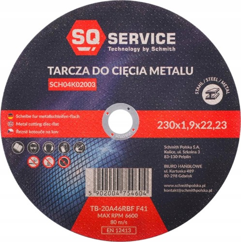 TARCZA DO CIĘCIA METALU 230x1,9 MOCNA SERIA SQ TARCZE ZESTAW 10szt SCHMITH