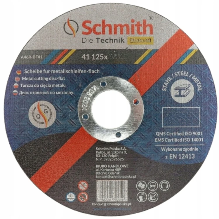 TARCZA DO CIĘCIA METALU 125x2,5 MOCNA Z DROBINAMI DIAMENTU SCHMITH