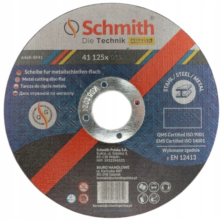 TARCZA DO CIĘCIA METALU 125x3,2 MOCNA Z DROBINAMI DIAMENTU SCHMITH