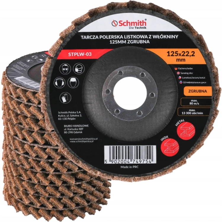 TARCZA POLERSKA LISTKOWA ZGRUBNA 125mm FILC LAMELKA Z WŁÓKNINY SCHMITH