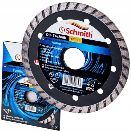 TARCZA DIAMENTOWA 115mm 22,2mm DO GRESU PŁYTEK GLAZURY BETONU TURBO SCHMITH