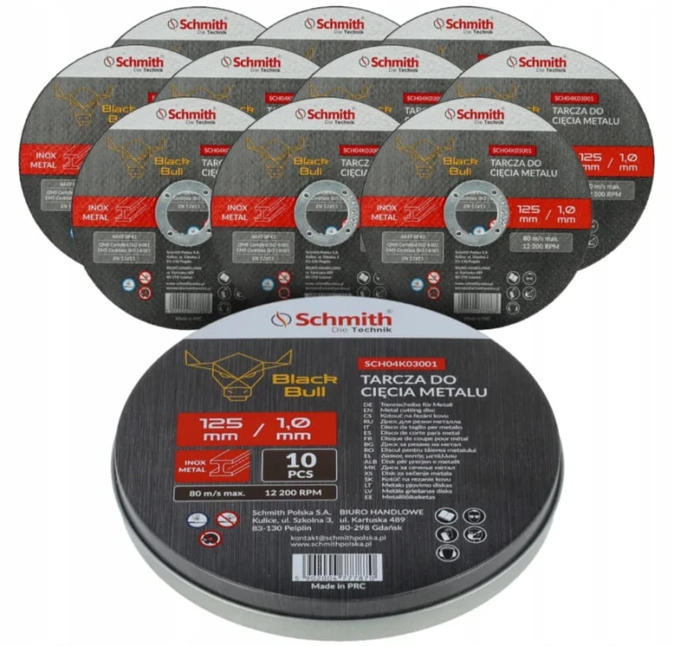 TARCZA DO CIĘCIA METALU 125x1 MOCNA Z DROBINAMI DIAMENTU 10 SZTUK SCHMITH