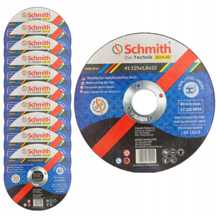 TARCZA DO CIĘCIA METALU 125x1 MOCNA TARCZE ZESTAW 10szt SCHMITH