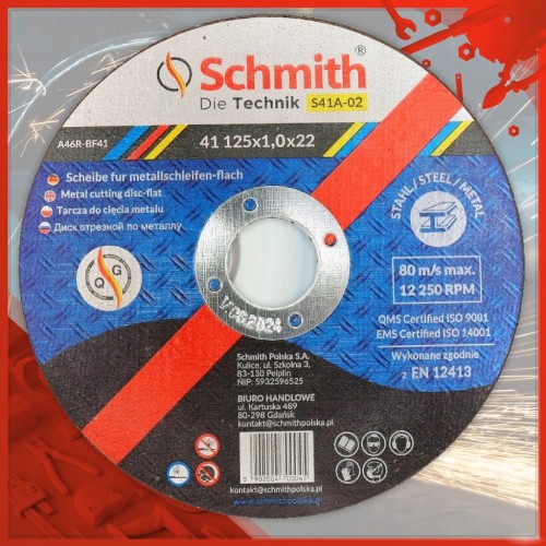 TARCZA DO CIĘCIA METALU 125x1 MOCNA TARCZE ZESTAW 10szt SCHMITH