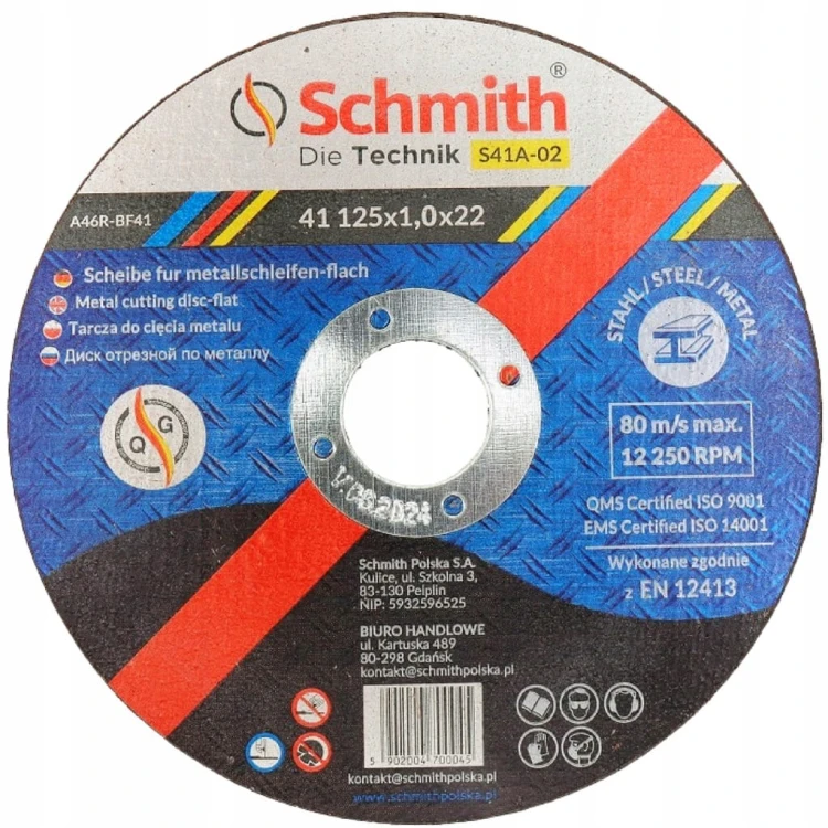 TARCZA DO CIĘCIA METALU 125x1 MOCNA TARCZE ZESTAW 10szt SCHMITH