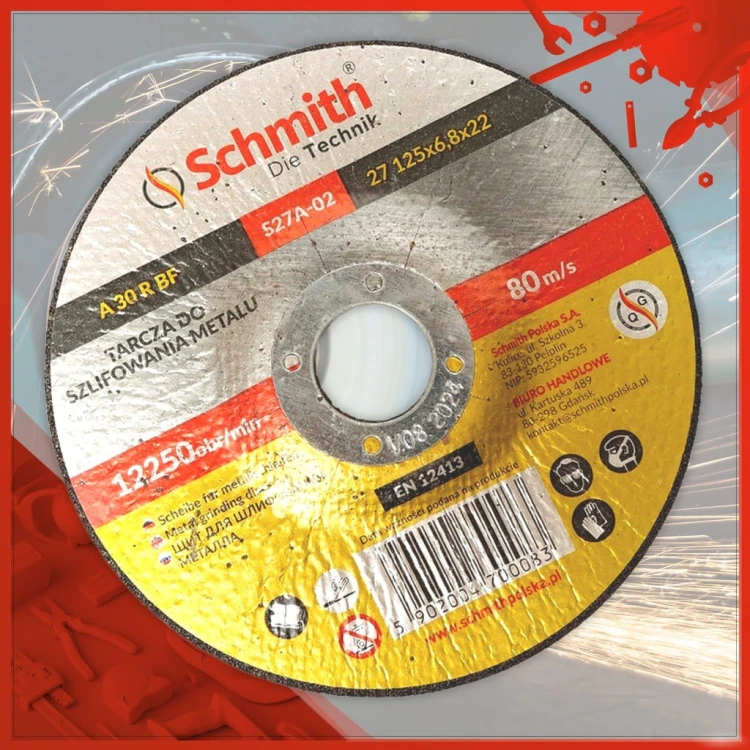 TARCZA TARCZE DO SZLIFOWANIA METALU 125x6,8 ZESTAW 10szt SCHMITH