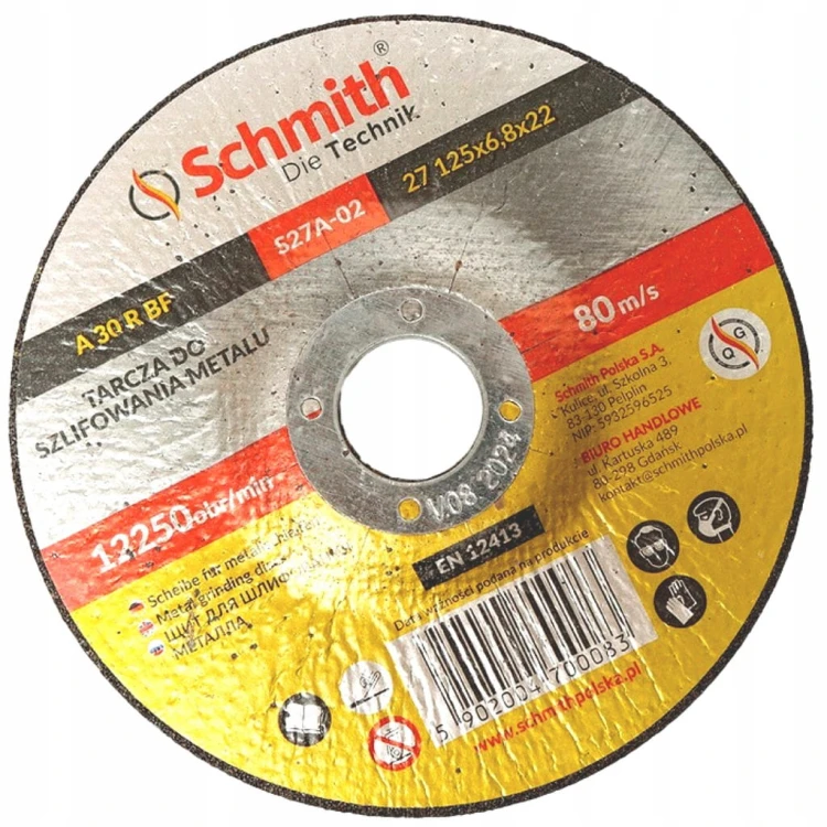 TARCZA TARCZE DO SZLIFOWANIA METALU 125x6,8 ZESTAW 10szt SCHMITH