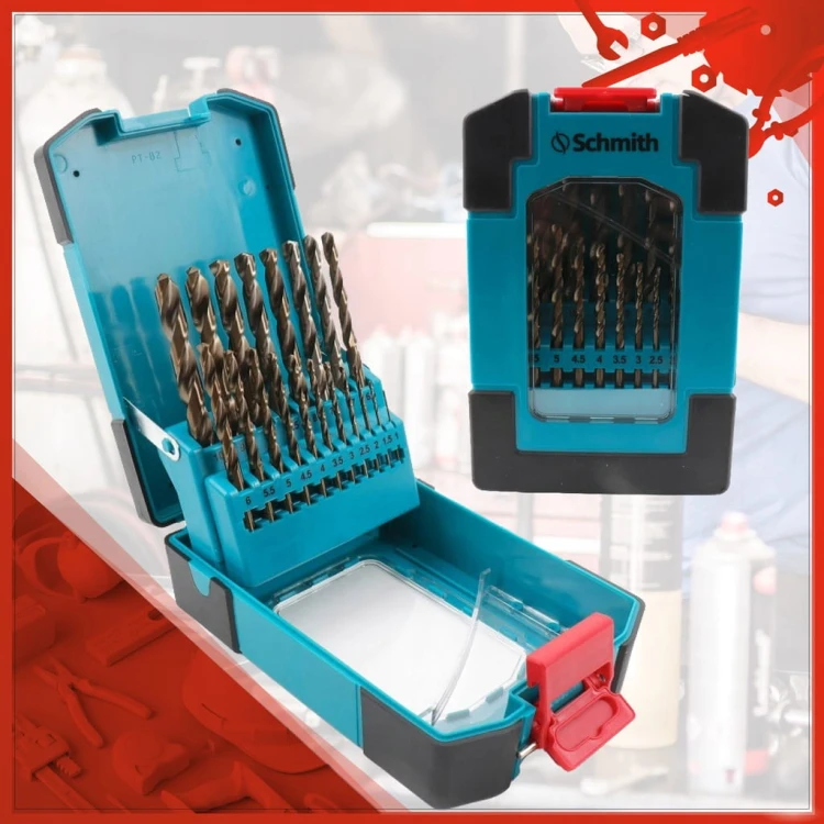 WIERTŁO KOBALTOWE DO METALU STALI ŻELIWA 19szt WIERTŁA 1-10mm SCHMITH