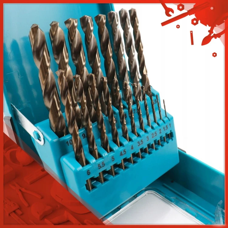 WIERTŁO KOBALTOWE DO METALU STALI ŻELIWA 19szt WIERTŁA 1-10mm SCHMITH