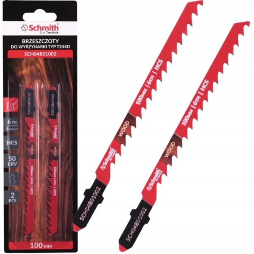 BRZESZCZOT NOŻYKI DO WYRZYNARKI 100mm HCS DO DREWNA 6TPI ZESTAW 2sz SCHMITH