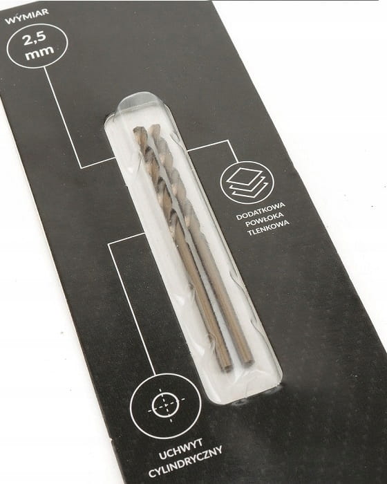 SCHMITH WIERTŁO DO METALU KOBALTOWE 2,5mm 2szt ZESTAW DO STALI ŻELIWA