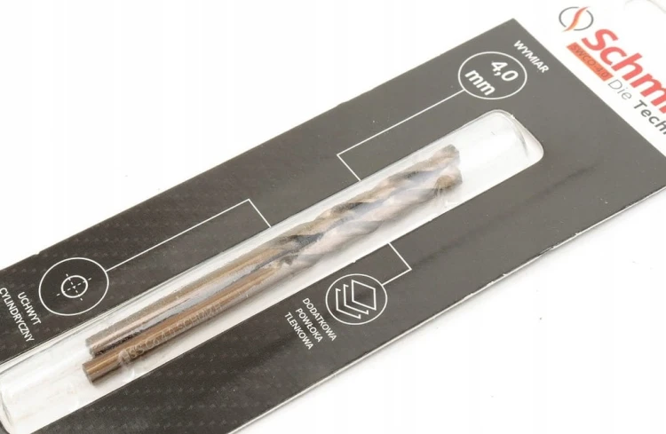 SCHMITH WIERTŁO DO METALU KOBALTOWE 4mm 2szt ZESTAW DO STALI ŻELIWA METALU