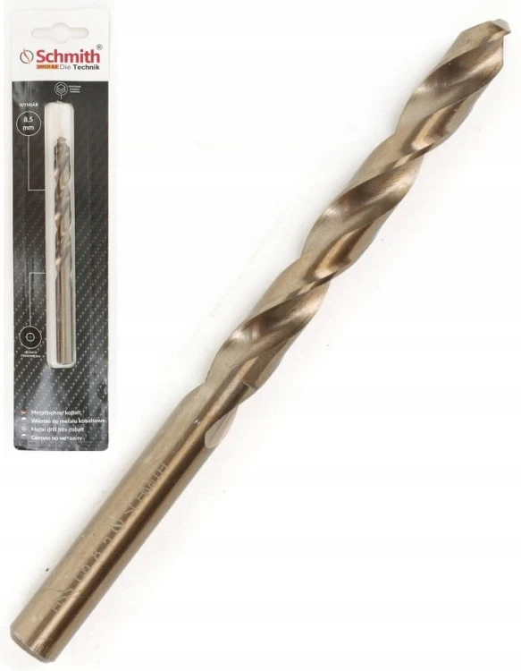 WIERTŁO DO METALU KOBALTOWE 8,5mm HSS-Co DO STALI ŻELIWA MOCNE SCHMITH