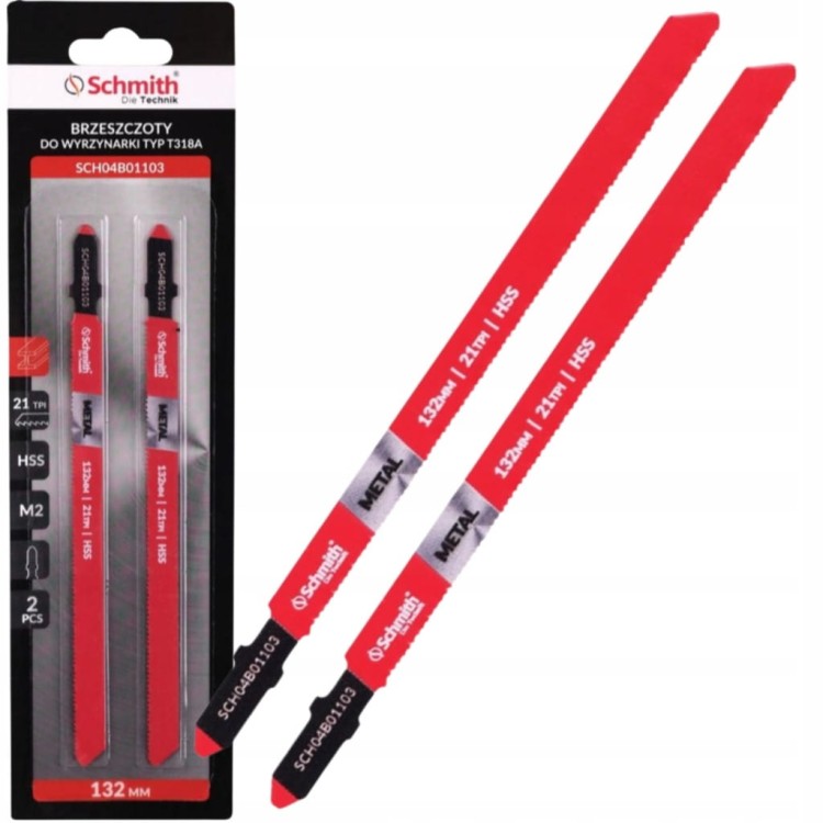 BRZESZCZOT NOŻYKI DO WYRZYNARKI 132mm DO METALU 21TPI ZESTAW 2szt. SCHMITH