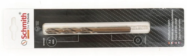 WIERTŁO DO METALU KOBALTOWE 7,5mm HSS-Co DO STALI ŻELIWA MOCNE SCHMITH