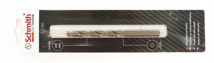 WIERTŁO DO METALU KOBALTOWE 6,8mm HSS-Co DO STALI ŻELIWA MOCNE SCHMITH