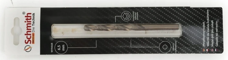 WIERTŁO DO METALU KOBALTOWE 6,5mm HSS-Co DO STALI ŻELIWA MOCNE SCHMITH