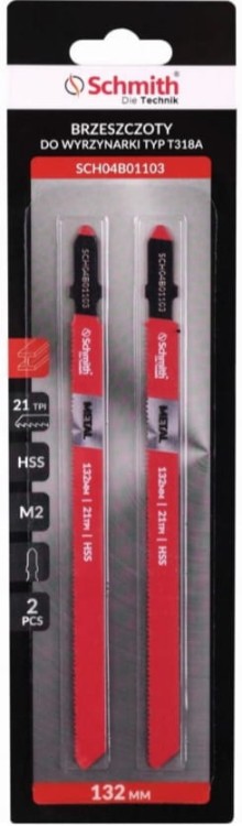 BRZESZCZOT NOŻYKI DO WYRZYNARKI 132mm DO METALU 21TPI ZESTAW 2szt. SCHMITH