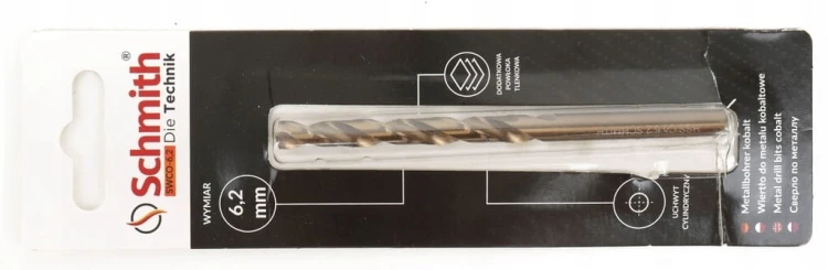 WIERTŁO DO METALU KOBALTOWE 6,2mm HSS-Co DO STALI ŻELIWA MOCNE SCHMITH