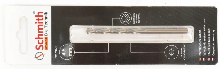WIERTŁO DO METALU KOBALTOWE 4,8mm HSS-Co DO STALI ŻELIWA MOCNE SCHMITH