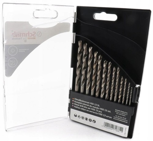 WIERTŁO DO METALU HSS STALI TWORZYW 13szt WIERTŁA 1,5-6,5mm ZESTAW SCHMITH