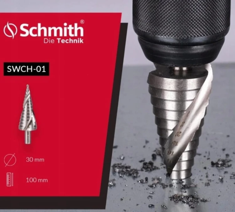 WIERTŁO STOPNIOWE STOŻKOWE SPIRALNE 4-30 HSS DO METALU PLASTIKU SCHMITH