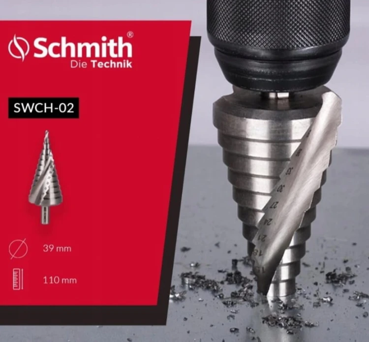 WIERTŁO STOPNIOWE STOŻKOWE SPIRALNE 4-39 HSS DO METALU PLASTIKU SCHMITH