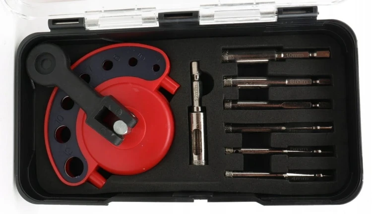 OTWORNICA DIAMENTOWA ZESTAW 7szt 4-12mm Z PROWADNICĄ SCHMITH