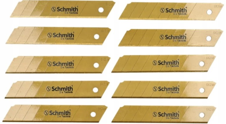 OSTRZA DO NOŻA ŁAMANE WYMIENNE 18mm TITANIUM SK2 ZESTAW 10szt NÓŻ SCHMITH
