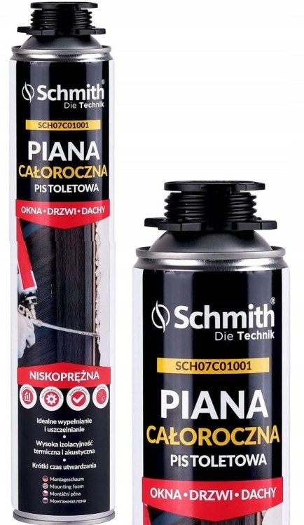 PIANKA MONTAŻOWA PISTOLETOWA CAŁOROCZNA 750ml NISKOPRĘŻNA PIANA SCHMITH