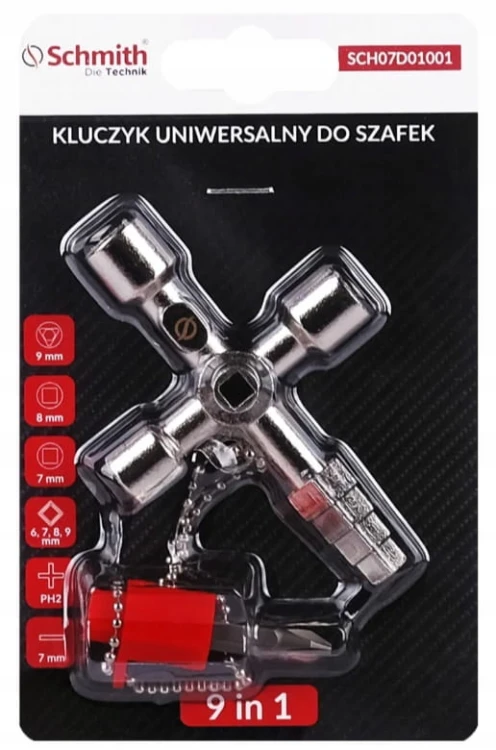 KLUCZ UNIWERSALNY 9w1 DO SZAFEK ROZDZIELNIC OBUDOWY WIELOFUNKCYJNY SCHMITH