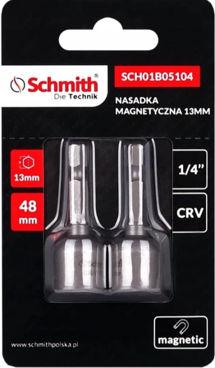 KLUCZYK MAGNETYCZNY DO WKRĘTAKÓW UCHWYT BIT 13mm NASADKA ZESTAW 2 SCHMITH