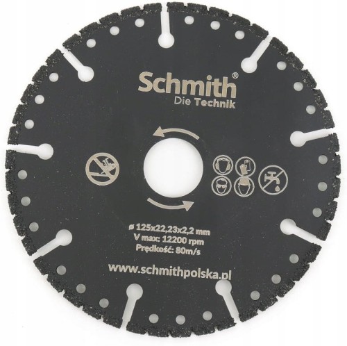 TARCZA DIAMETOWA UNIWERSALNA 125mm SEGMENTOWA DO GRESU CEGŁY METALU SCHMITH