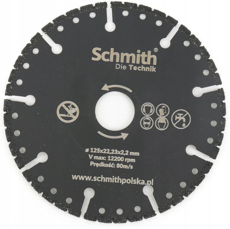 TARCZA DIAMETOWA UNIWERSALNA 125mm SEGMENTOWA DO GRESU CEGŁY METALU SCHMITH