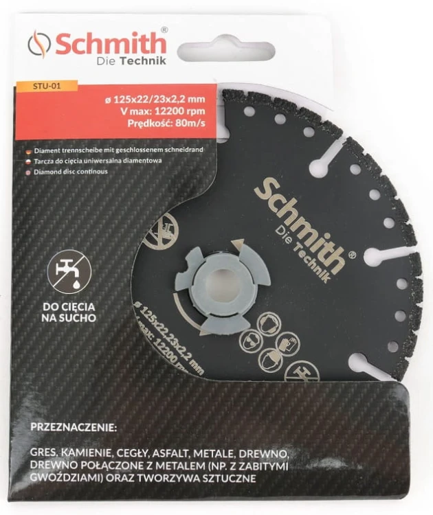 TARCZA DIAMETOWA UNIWERSALNA 125mm SEGMENTOWA DO GRESU CEGŁY METALU SCHMITH