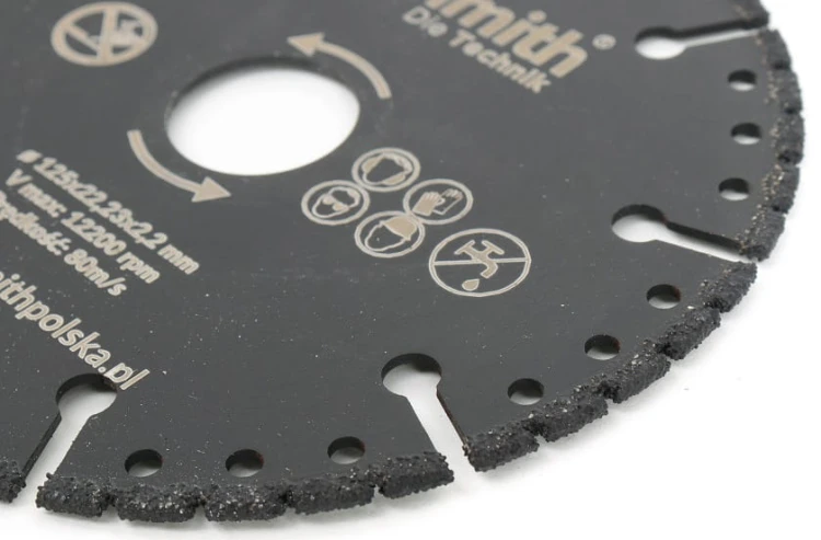 TARCZA DIAMETOWA UNIWERSALNA 125mm SEGMENTOWA DO GRESU CEGŁY METALU SCHMITH
