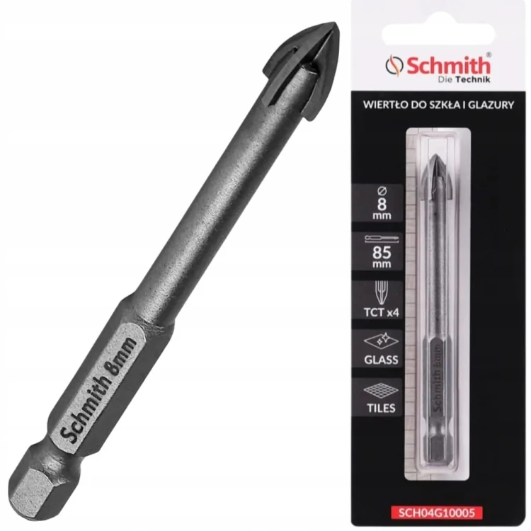 WIERTŁO DO SZKŁA GRESU CERAMIKI GLAZURY 8mm HEX OTWORNICA SCHMITH