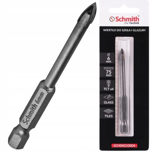 WIERTŁO DO SZKŁA GRESU CERAMIKI GLAZURY 6mm HEX OTWORNICA SCHMITH