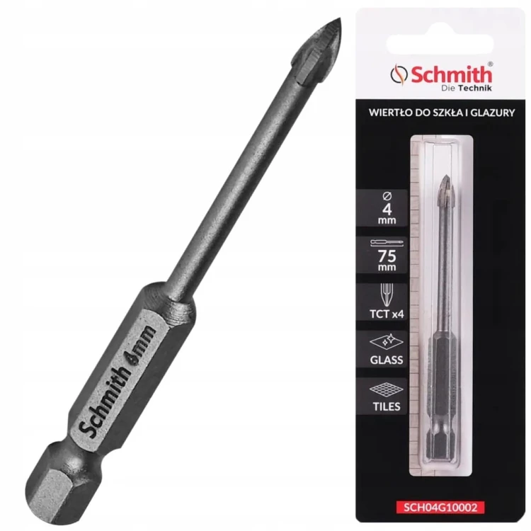 WIERTŁO DO SZKŁA GRESU CERAMIKI GLAZURY 4mm HEX OTWORNICA SCHMITH