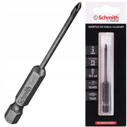WIERTŁO DO SZKŁA GRESU CERAMIKI GLAZURY 3mm HEX OTWORNICA SCHMITH