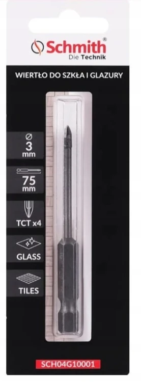 WIERTŁO DO SZKŁA GRESU CERAMIKI GLAZURY 3mm HEX OTWORNICA SCHMITH